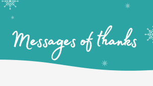 Messages of thanks this Christmas
